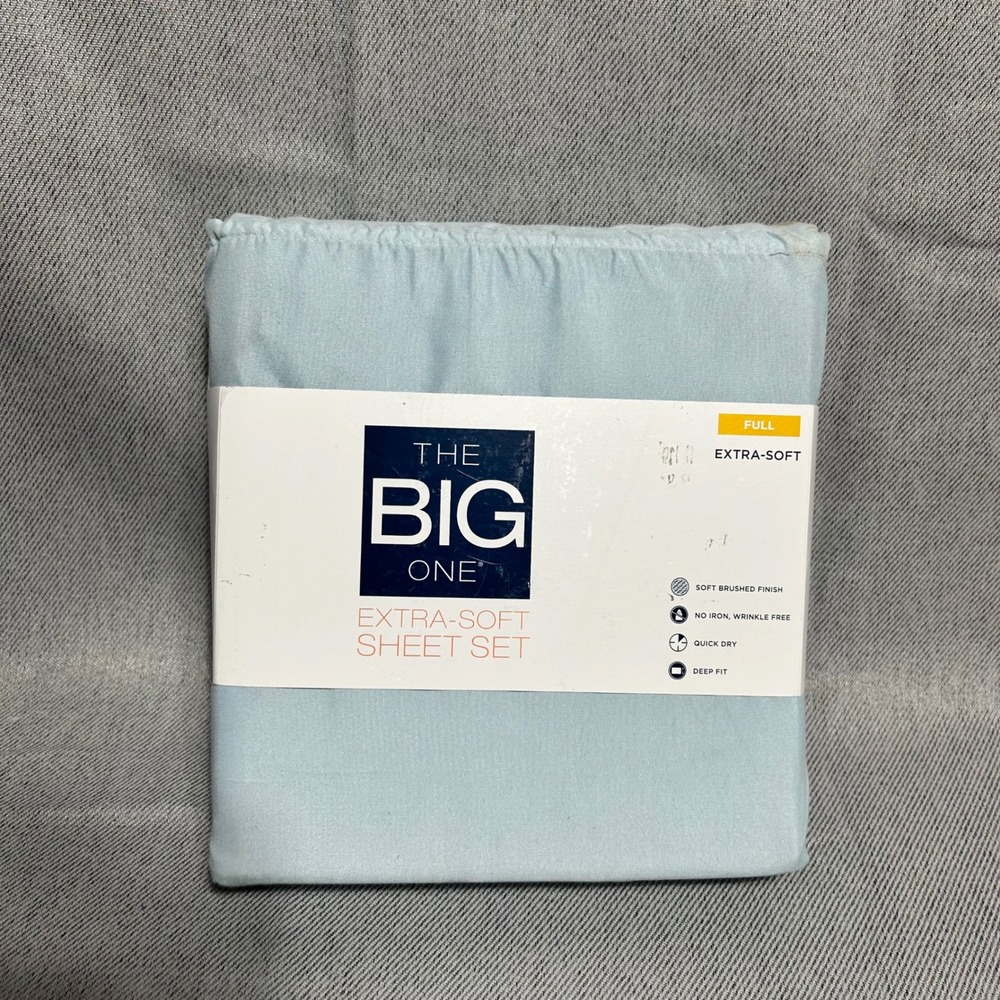 The Big One Sheet Set Full Blue Extra Soft Brushed Finish Deep Fit 4 Piece
